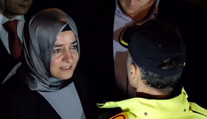 Turkish Minister Fatma Betul Kaya confronts a Dutch police in early 2017
