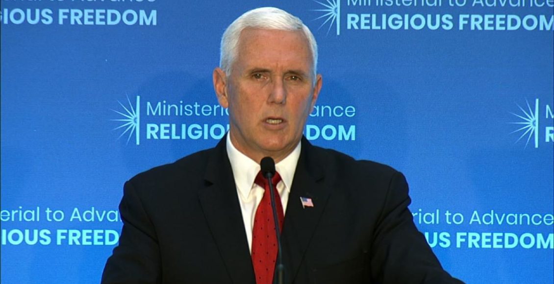 U.S. Vice President Mike Pence speaks at a conference on religious freedom