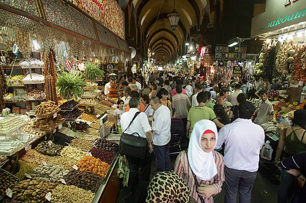Shoppers at a market in Istanbul