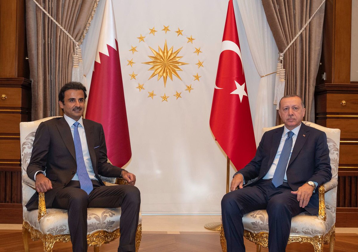 Erdogan during talks with the Qatari emir