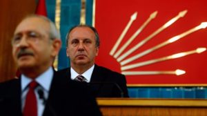 CHP Chairman Kilicdaroglu (Front) and CHP presidential candidate Muharrem Ince