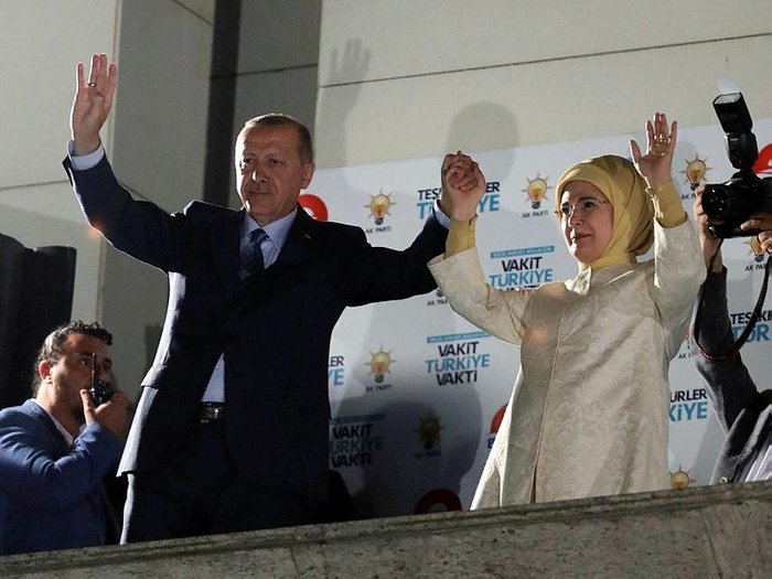 Erdogan delivers election speech in Ankara.